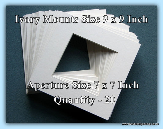 Mounts. Ivory, Size 9 x 9 Inch. Quantity 20 Mounts.