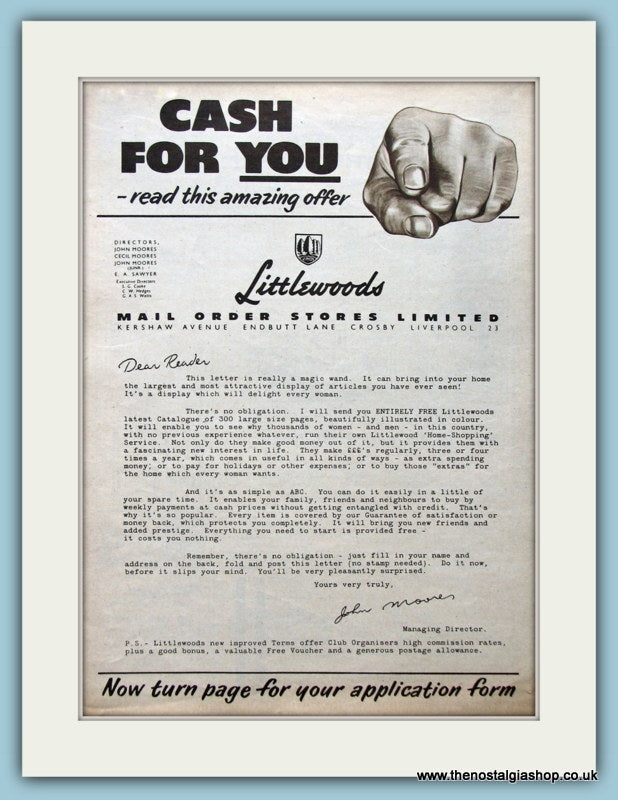 Littlewoods Catalogue Original Advert 1955 (ref AD4501)