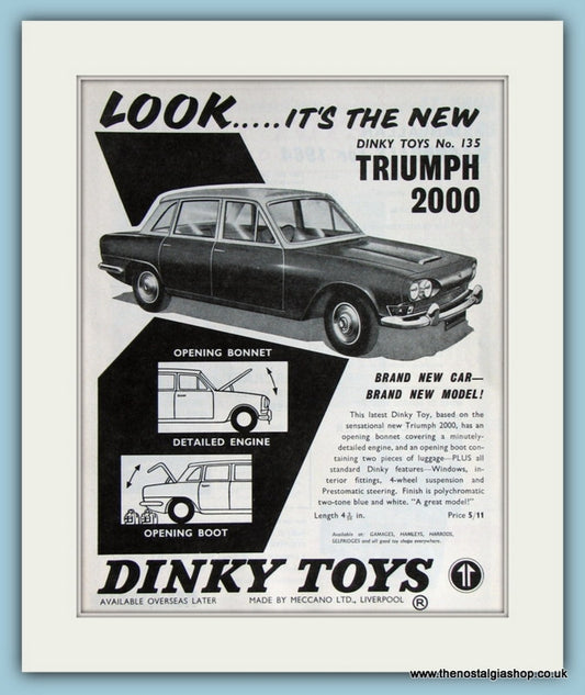Dinky Toys Triumph 2000 1963 Original Advert (ref AD2836)