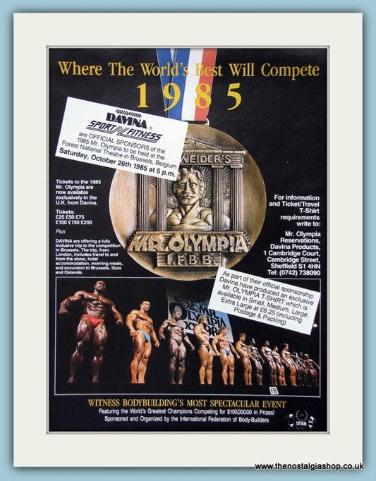 Mr Olympia I.F.B.B Weiders Original Advert 1985 (ref AD3925)