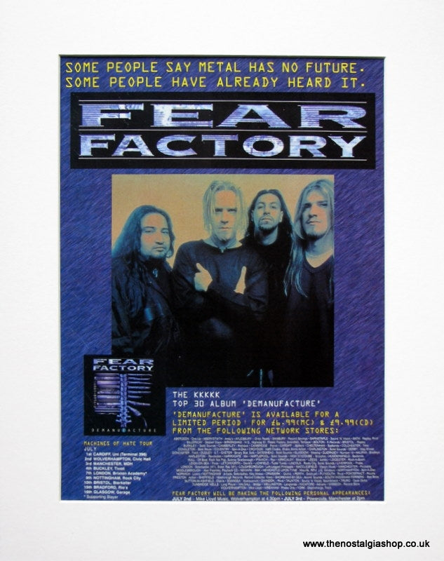 Fear Factory Demanufacture. Original advert 1995 (ref AD924)
