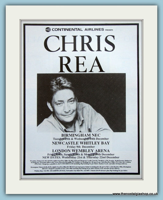 Chris Rea 1988 Tour Advert (ref AD4126)