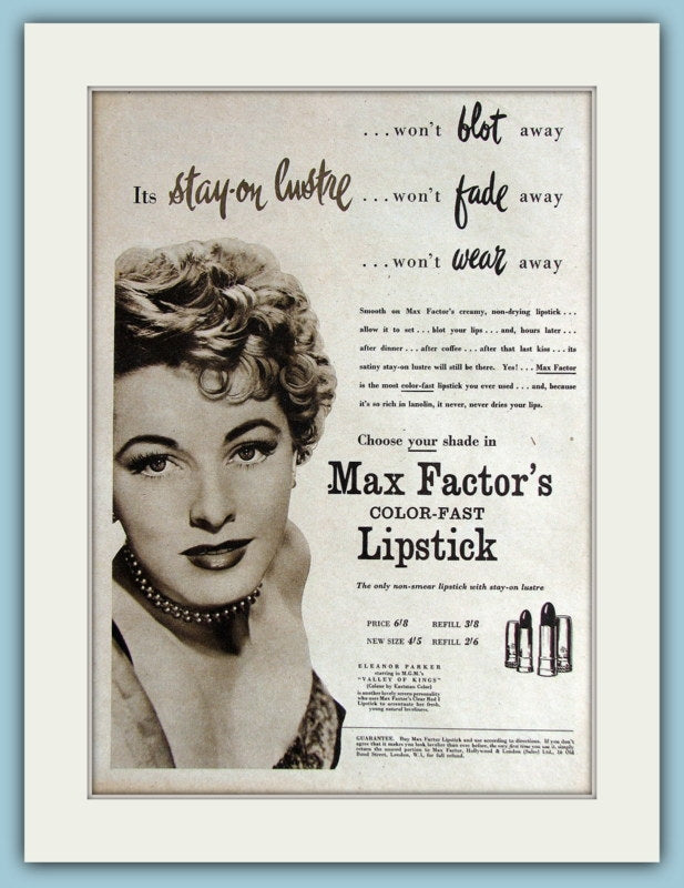 Max Factor's Color-Fast Lipstick Original Advert 1954 (ref AD3712)