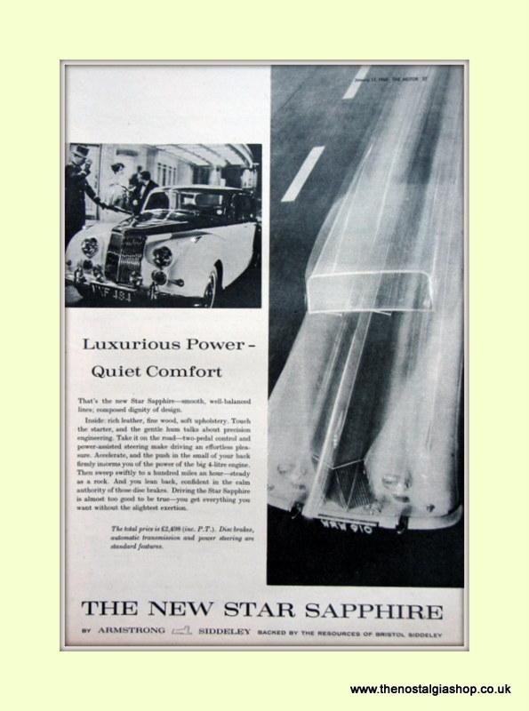 Armstrong Siddeley Star Sapphire Set Of 2 Original Adverts 1958/60 (ref AD6657)