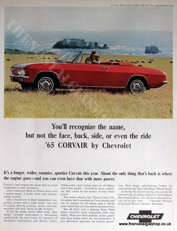 Chevrolet Corvair Monza Convertible '65. Original Advert 1964. (ref AD4011)