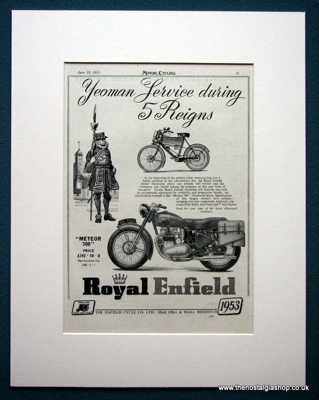 Royal Enfield Meteor 700. Original advert 1953 (ref AD1303)