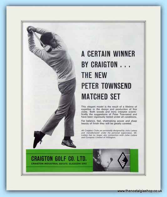 Craigton Golf with Peter Townsend. Original Advert 1969 (ref AD4985)
