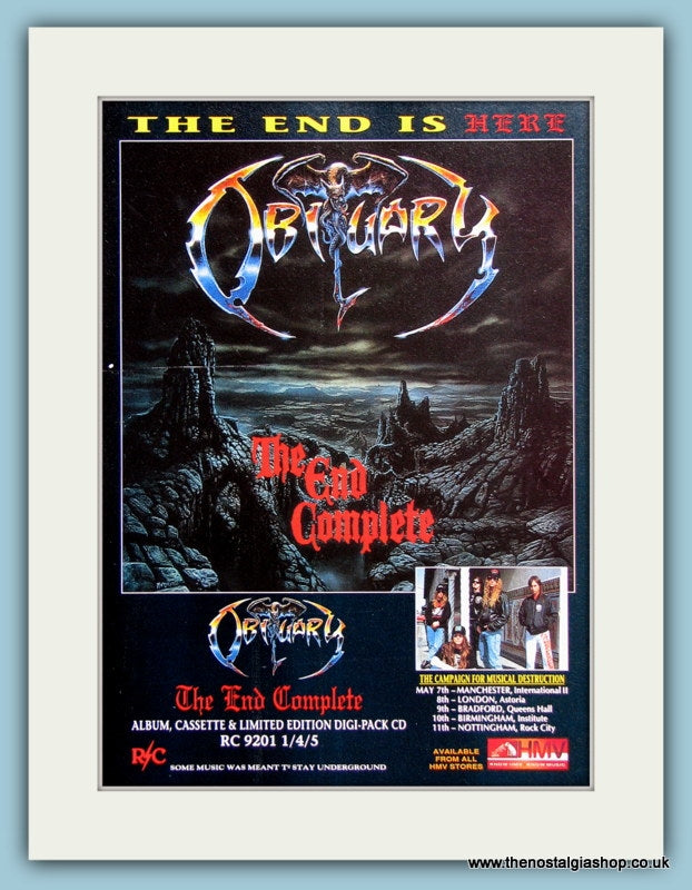 Obituary - The End Complete 1992 Original Advert (ref AD2912)