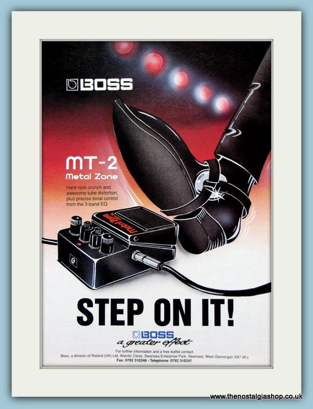 boss pedal poster Boss MT-2 Sound Effect Original Advert 1991 (ref AD2723) – The Nostalgia Shop