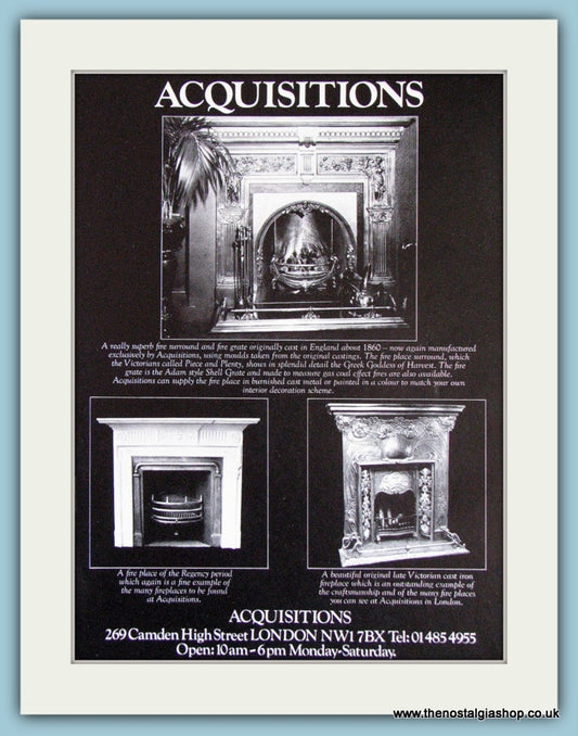 Acquisitions Fire Places Original Advert 1978 (ref AD3852)