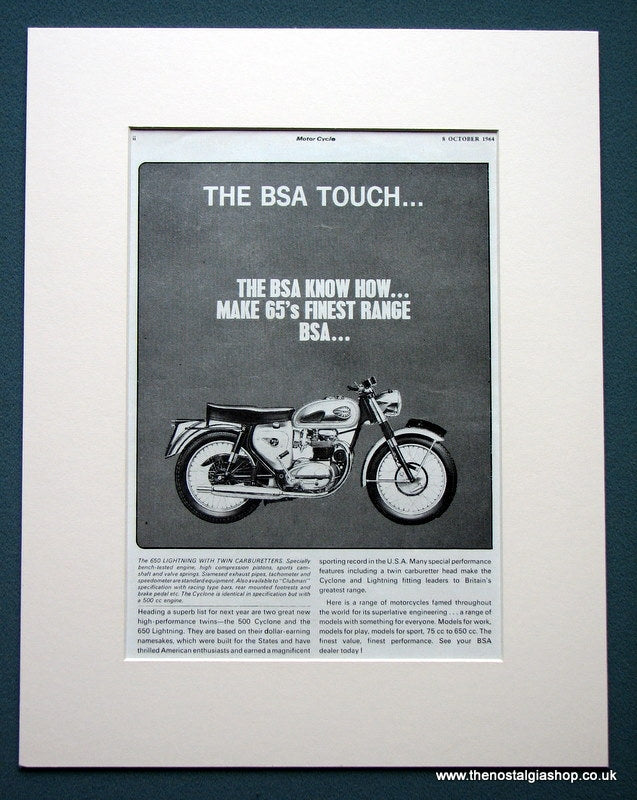 BSA 650 Lightning. Original advert 1964 (ref AD1265)