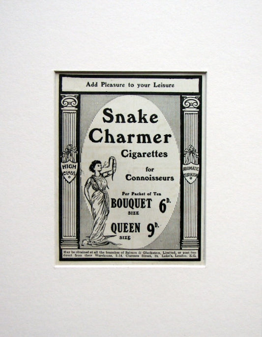 Snake Charmer Cigarettes Original advert 1915 (ref AD1501)