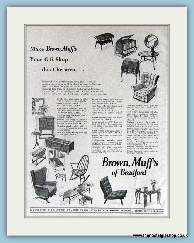 Brown, Muff's Of Bradford Furniture Original Advert 1964 (ref AD3829)