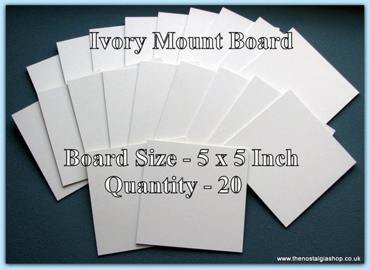 Mount Board. Ivory. Size 5 x 5 Inch. Quantity 20 Sheets.