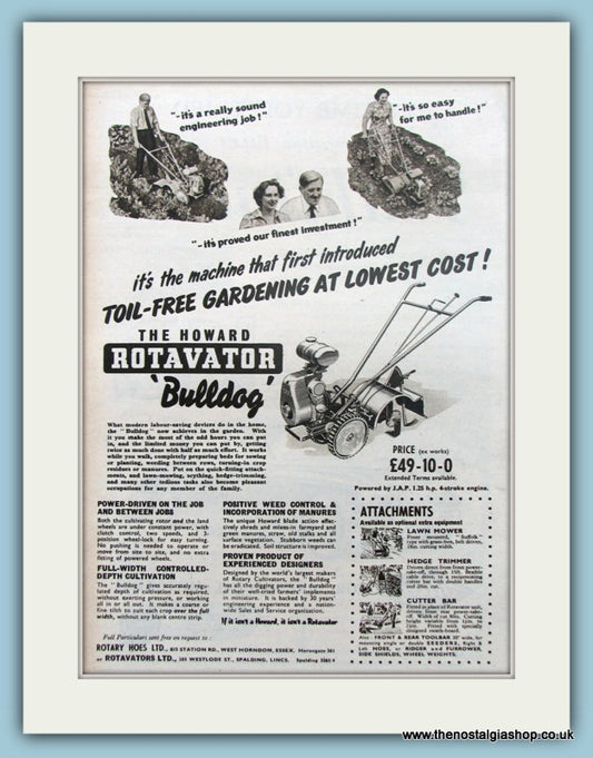 Howard Rotavator Bulldog. Original Advert 1955 (ref AD4613)