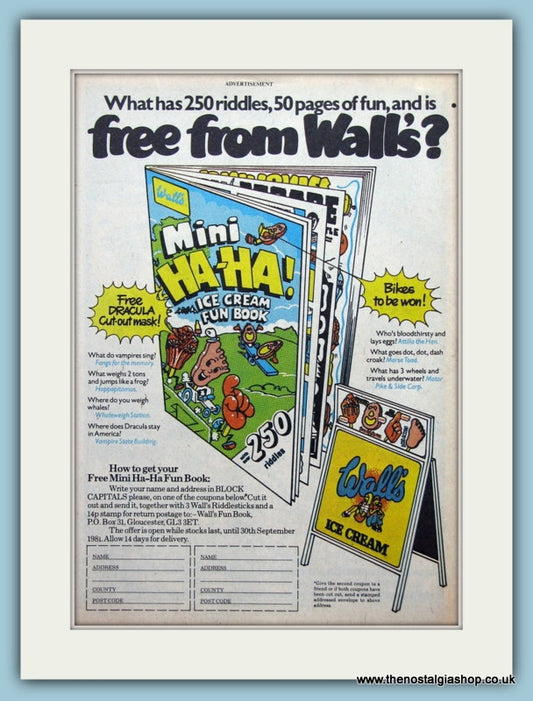 Wall's Ice Cream Fun Book Original Advert 1987 (ref AD2626)