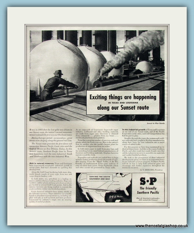 Southern Pacific Railroad. Original Advert 1944 (ref AD8245)