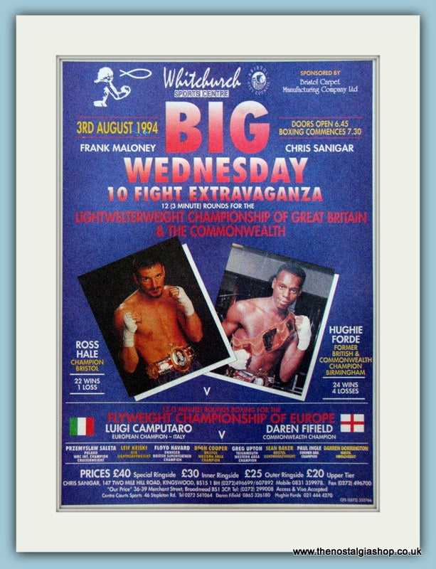 Ross Hale v Hughie Forde. Original Advert 1994 (ref AD4400)