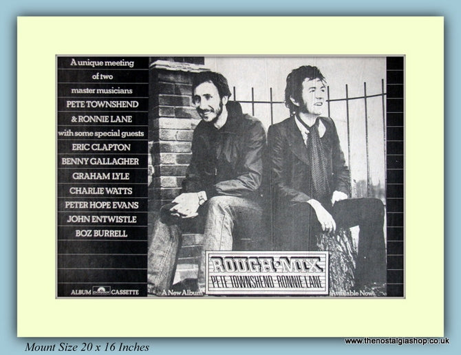 Pete Townshend - Ronnie Lane Rough - Mix Original Advert 1977 (ref AD9130)