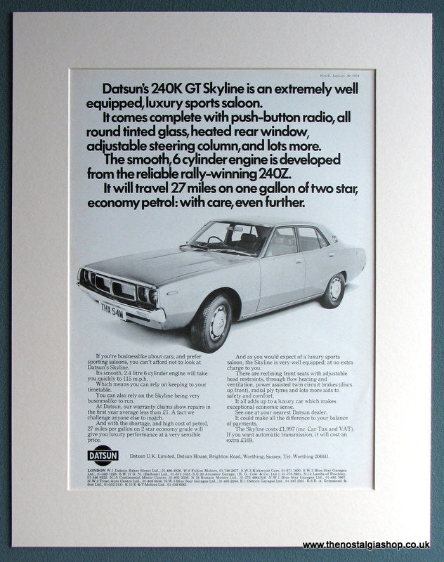 Datsun 240K GT Skyline 1974 Original Advert (ref AD1737)