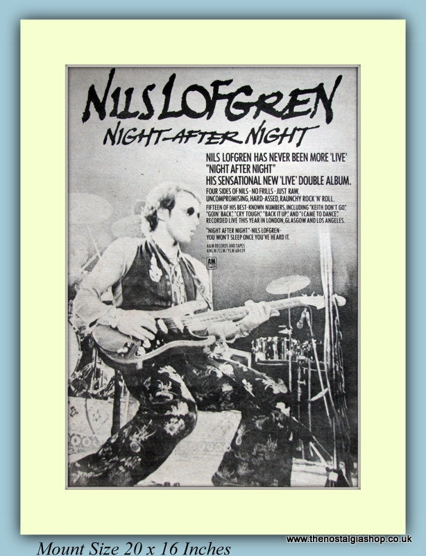 Nils Lofgren Night After Night Original Advert 1977 (ref AD9129)