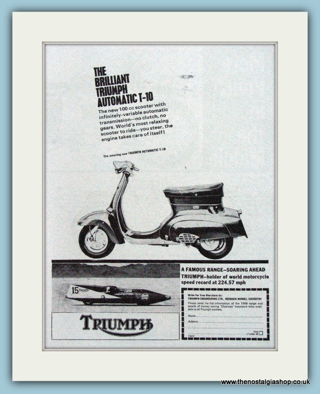 Triumph 100cc Scooter Original Advert 1965 (ref AD4193)