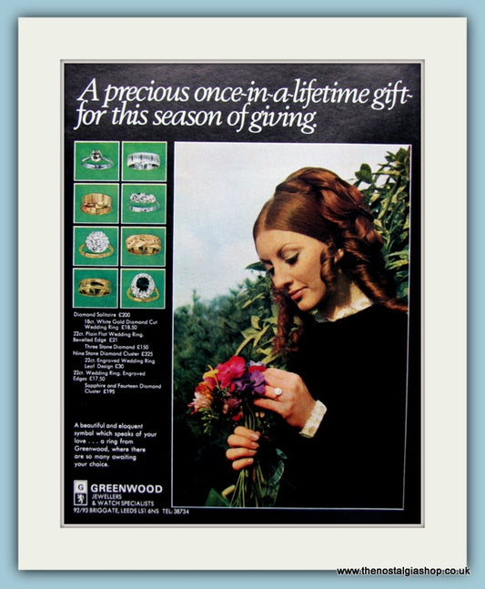 Greenwoods Jewellers Original Advert 1972 (ref AD6233)