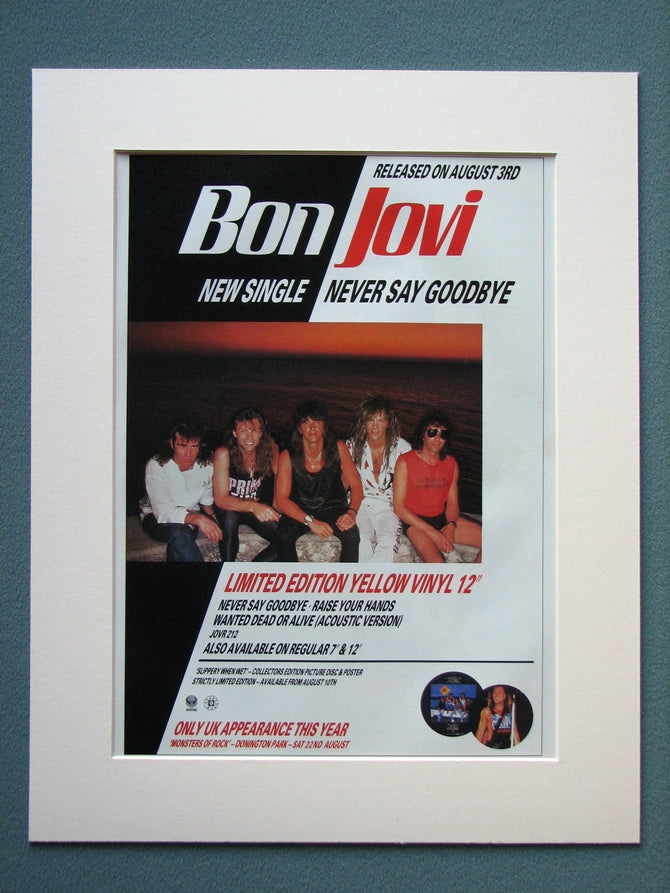 Bon Jovi, Never Say Goodbye. Original Advert (ref AD887)