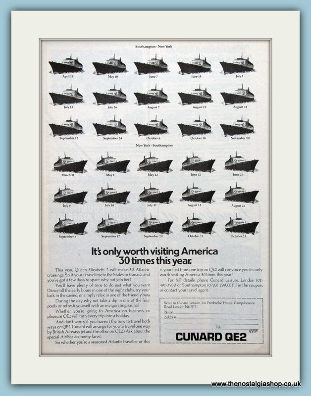 Cunard QE2 Cruise Ship Original Advert 1975 (ref AD2303)