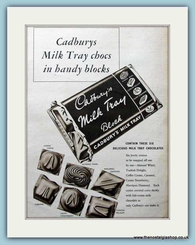 Cadburys Milk Tray Block. Original Advert 1951 (ref AD4358)
