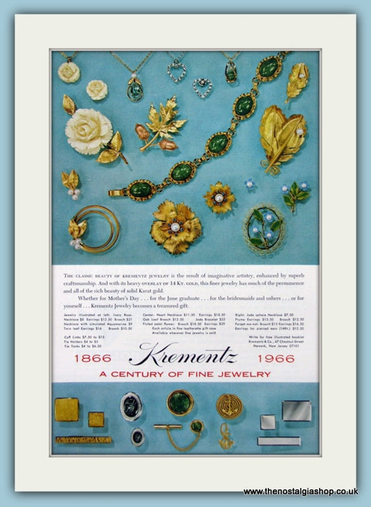 Krementz Jewellery Original Advert 1966 (ref AD6176)