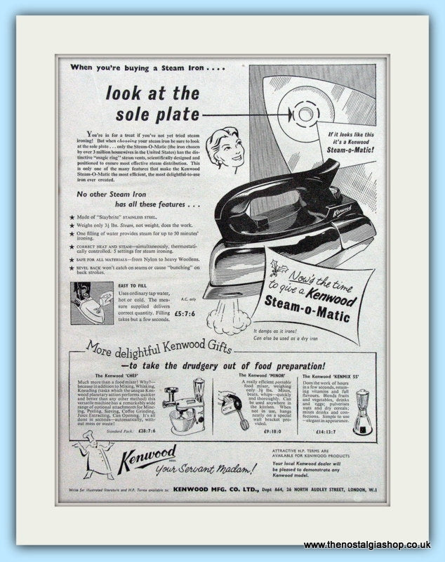 Kenwood Steam-o-Matic Iron Original Advert 1955 (ref AD4845)