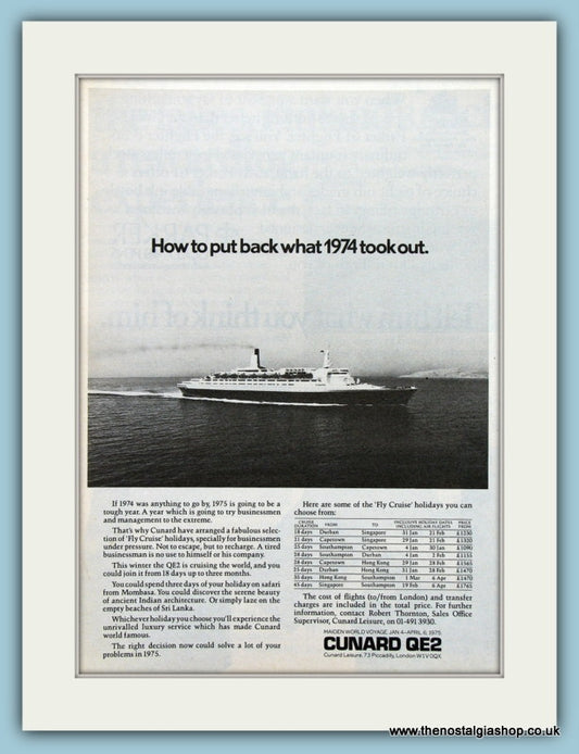 Cunard QE2 Original Advert 1974 (ref AD2279)