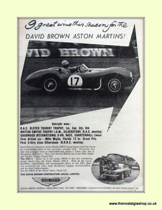Aston Martin David Brown Original Advert 1953 (ref AD6683)