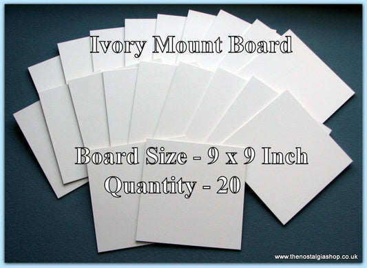Mount Board. Ivory, Size 9 x 9 Inch. 20 Sheets.