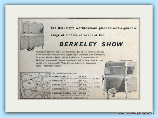 Berkeley Show Caravans & Camping Original Advert 1953 (ref AD5081)