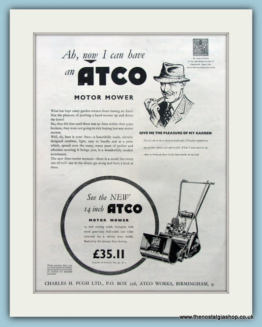 Atco Lawnmowers. Original Advert 1955 (ref AD4617)