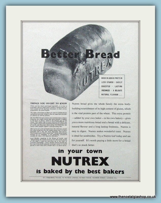 Nutrex Bread Original Advert 1955 (ref AD4317)