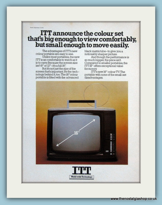 ITT Colour Portable TV Original Advert 1978 (ref AD3019)