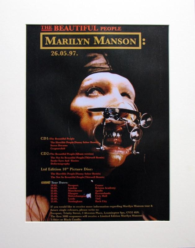 Marilyn Manson The Beautiful People. Original Advert 1997 (ref AD898)