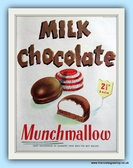 Munchmallow Chocolates. Original Advert 1953 (ref AD8047)