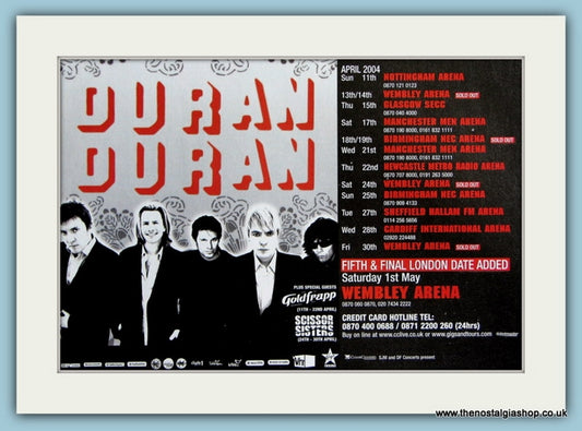 Duran Duran Wembley Tour Dates Original Advert 2004 (ref AD4170)