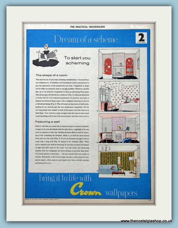 Crown Wallpapers Set Of 2 Original Adverts 1960 (ref AD4338)