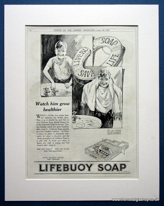 Lifebuoy Soap. Original advert 1924 (ref AD1025)