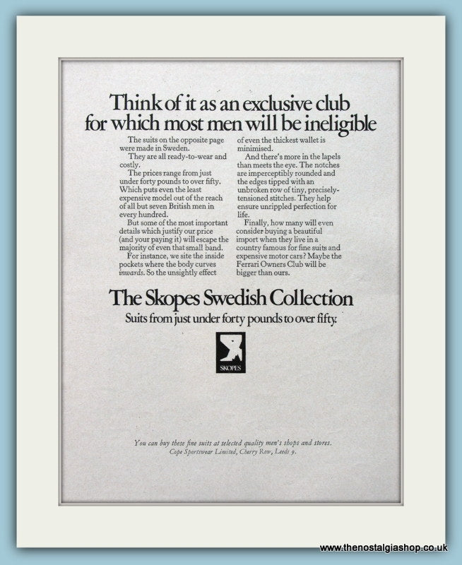 Skopes Swedish Collection Original Advert 1970's (ref AD4574)
