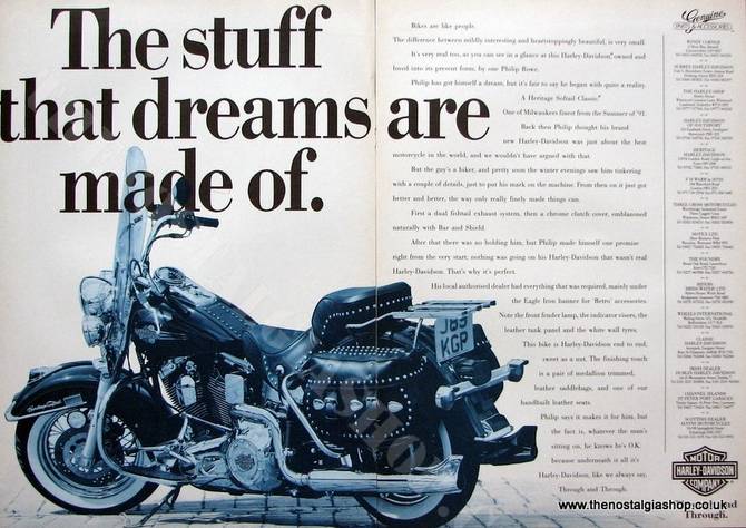 Harley Davidson Heritage Softail Classic. Original advert 1992 (ref AD1292)
