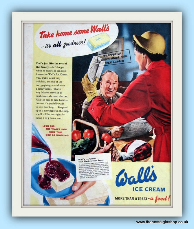 Wall's Ice Cream. Original Advert 1952 (ref AD8055)