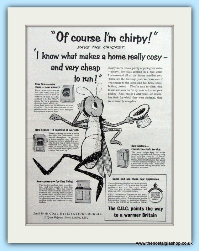 Coal Utilisation Council Fires,Cookers,Boilers Original Advert 1955 (ref AD4781)