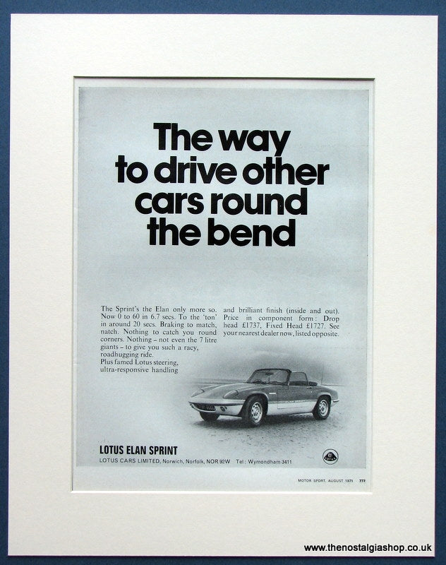 Lotus Elan Sprint 1971 Original Advert (ref AD 1670)