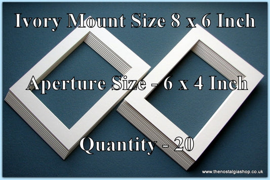Mounts. Ivory, Size 8 x 6 Inch. Quantity 20 Mounts.